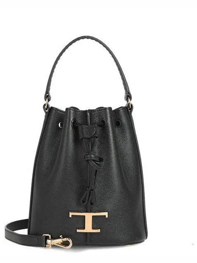 T Timeless Leather Micro Logo Bucket Bag Black - TOD'S - BALAAN 2