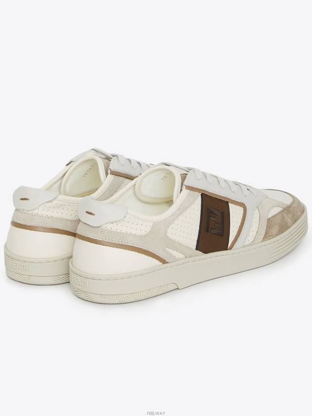 Step Leather Low Top Sneakers Beige - FENDI - BALAAN 6