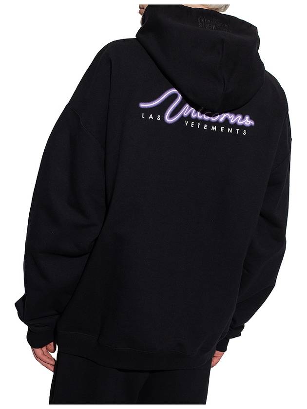 Multi Dolphin Logo Hooded Top Black - VETEMENTS - BALAAN.