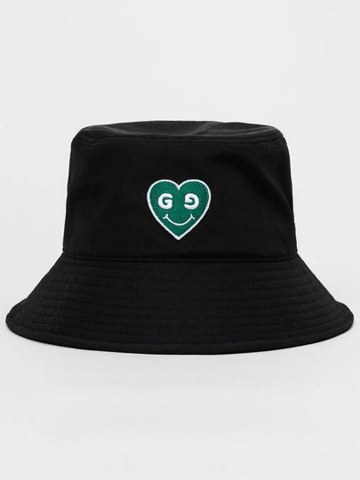 Green Heart Casual Fit Nylon Bucket Hat Black - GOXO - BALAAN 2