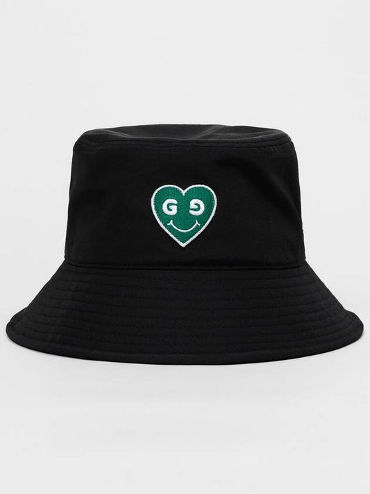 Green Heart Casual Fit Nylon Bucket Hat Black - GOXO - BALAAN 2