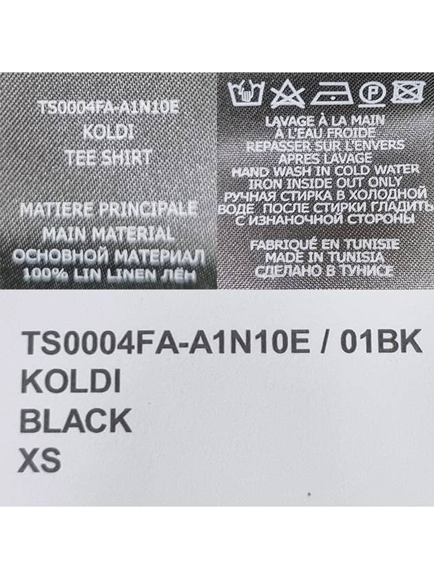 Koldi Logo Linen Short Sleeve T-Shirt Black - ISABEL MARANT ETOILE - BALAAN 7