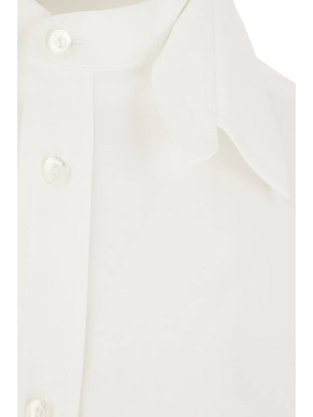 Embossed Cotton Poplin Long Sleeve Shirt White - GUCCI - BALAAN 4