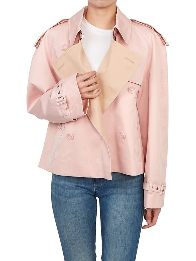 Cotton Gabardine Cropped Trench Coat Pink - BURBERRY - BALAAN 9