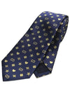 Symbol Motif Pattern Slim Silk Tie Navy - GUCCI - BALAAN 3