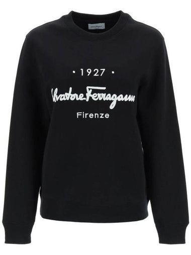 Women's 1927 Signature Logo Sweatshirt Black - SALVATORE FERRAGAMO - BALAAN 1