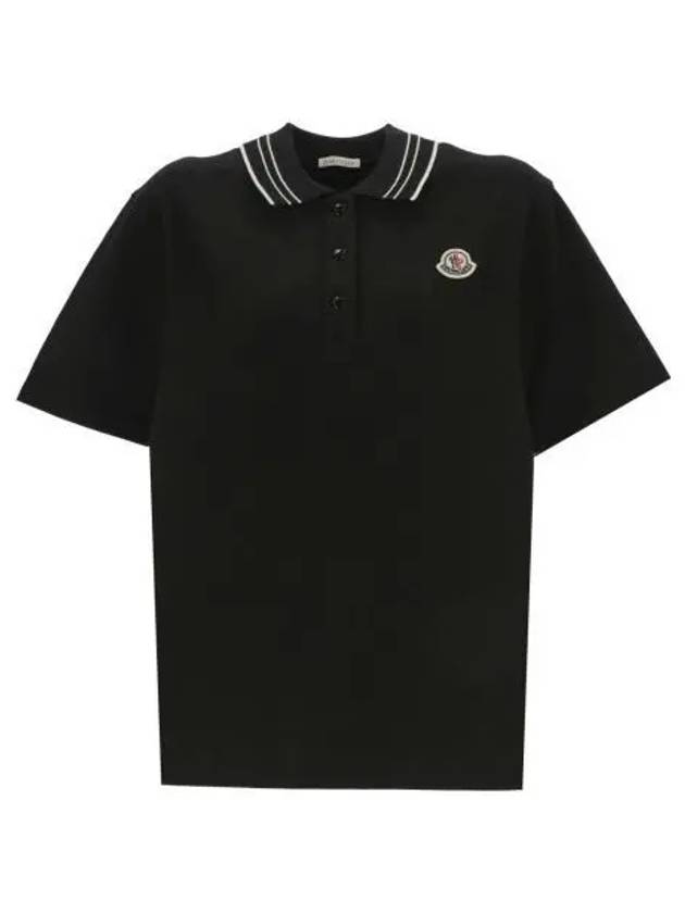 Logo Patch Short Sleeve PK Shirt Black - MONCLER - BALAAN 2