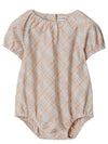 Baby Check Cotton Bodysuit Pale Stone 8094268 - BURBERRY - BALAAN 1