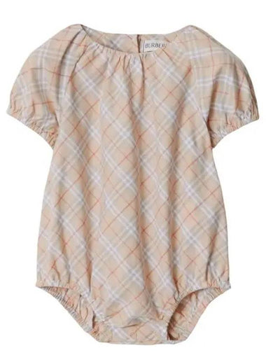 Baby Check Cotton Bodysuit Pale Stone 8094268 - BURBERRY - BALAAN 1