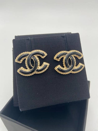 stud earrings metal gold black - CHANEL - BALAAN 2