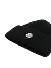 Logo Patch Cashmere Wool Beanie Black - MONCLER - BALAAN 4