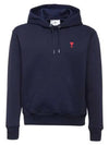 Small Heart Logo Cotton Hoodie Blue - AMI - BALAAN 2