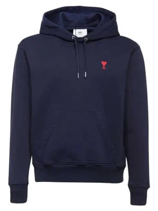 Small Heart Logo Cotton Hoodie Blue - AMI - BALAAN 2