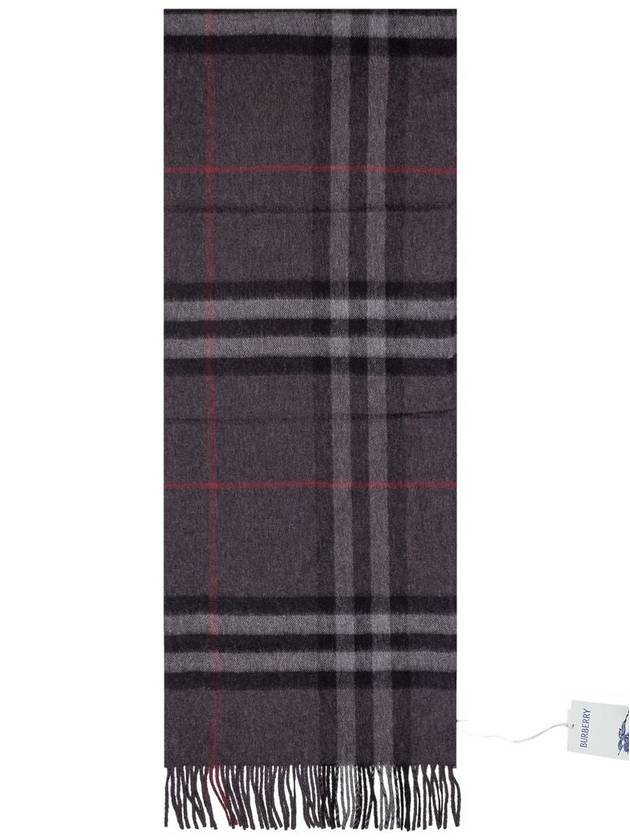 Check Cashmere Scarf Charcoal - BURBERRY - BALAAN 3