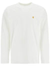 Men's Chase Mini Embroid Logo Long Sleeve T-Shirt White - CARHARTT WIP - BALAAN 2