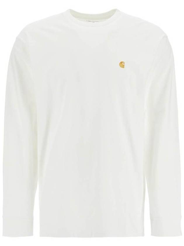 Men's Chase Mini Embroid Logo Long Sleeve T-Shirt White - CARHARTT WIP - BALAAN 2