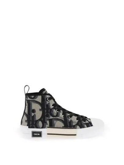 Oblique Jacquard B23 High Top Sneakers Black Beige - DIOR - BALAAN 2