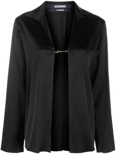 La Chemise Notte Open Charm Logo Shirt Black - JACQUEMUS - BALAAN 1