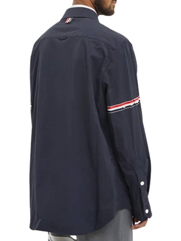 Three Stripes Armband Nylon Long Sleeve Shirt Navy - THOM BROWNE - BALAAN 6