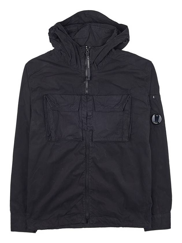 Heavy Poplin Emerized Shirt Hooded Jacket Black - CP COMPANY - BALAAN 2