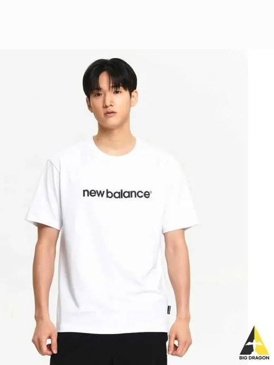 NBNEE31113 UNI essential lettering logo short sleeve t shirt white - NEW BALANCE - BALAAN 1