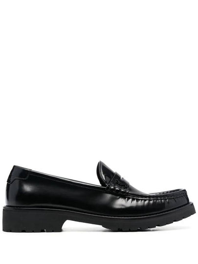 Monogram Leather Loafers Black - SAINT LAURENT - BALAAN 2