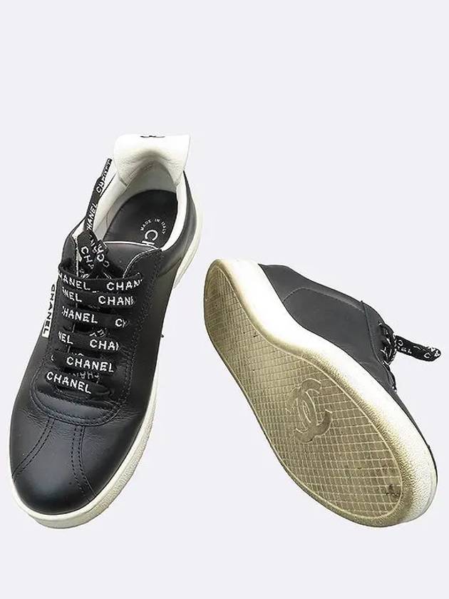 G34085 Cruise Collection Black Color Leather Women s Canvas Sneakers Size 35 - CHANEL - BALAAN 3