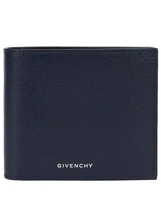 Logo Bifold Leather Half Wallet Navy - GIVENCHY - BALAAN 2