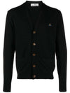 Embroidery Logo Fine Wool Cardigan Black - VIVIENNE WESTWOOD - BALAAN 4