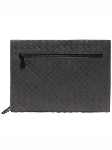 Intrecciato Document Clutch Bag Grey - BOTTEGA VENETA - BALAAN 1