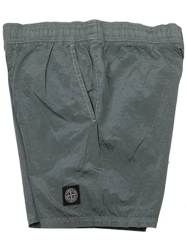 Men's Crinkle Swim Shorts Grey - STONE ISLAND - BALAAN 4