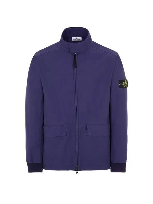 Men's Batavia Nylon Cotton Zip-Up Jacket Purple Blue - STONE ISLAND - BALAAN 1