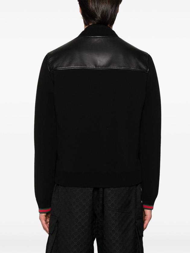 Knit leather jacket black - GUCCI - BALAAN 5