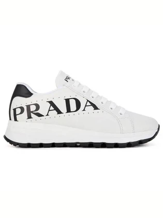 Vitello Soft Logo Leather Low Top Sneakers White - PRADA - BALAAN 1