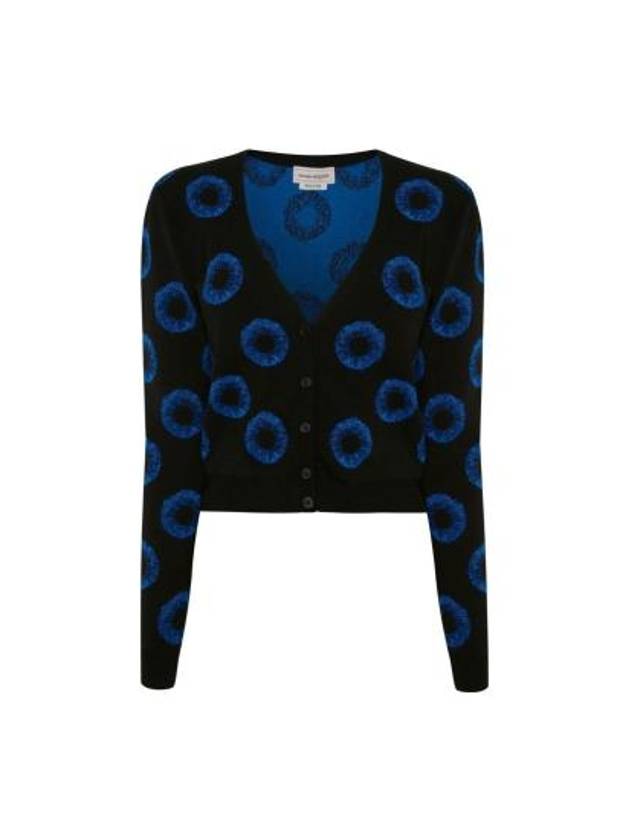 Jacquard V-Neck Cardigan Black - ALEXANDER MCQUEEN - BALAAN 2