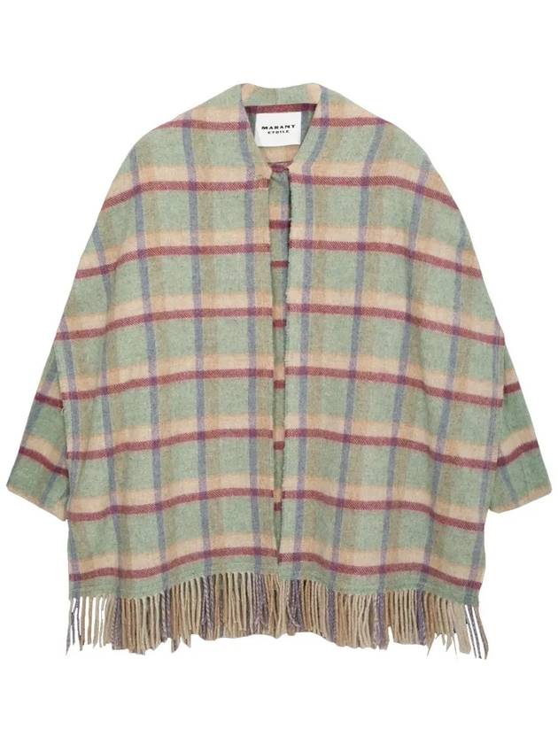 Check Pattern Shawl Cape Green - ISABEL MARANT - BALAAN 3