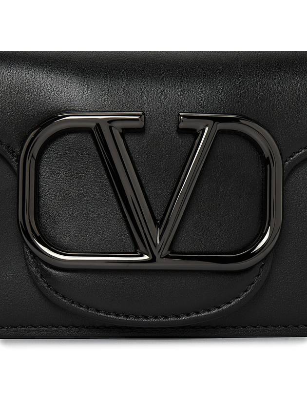 Signature V Logo Mini Loco Leather Cross Bag Black - VALENTINO - BALAAN 10