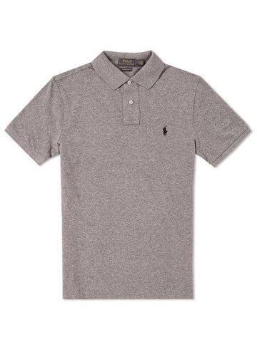 Logo Slim Fit Short Sleeve Polo Shirt Heather Grey - POLO RALPH LAUREN - BALAAN 1