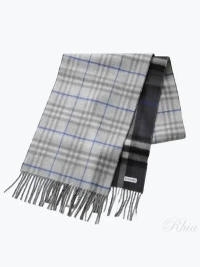 Check Reversible Cashmere Scarf Grey Black - BURBERRY - BALAAN 2