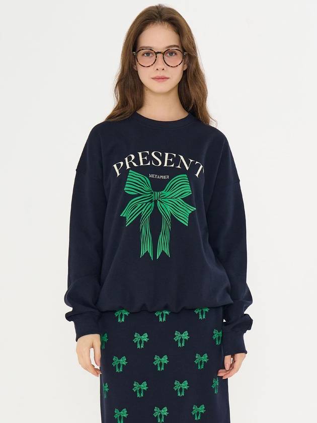 Ribbon Present Sweatshirt Navy - METAPHER - BALAAN 3