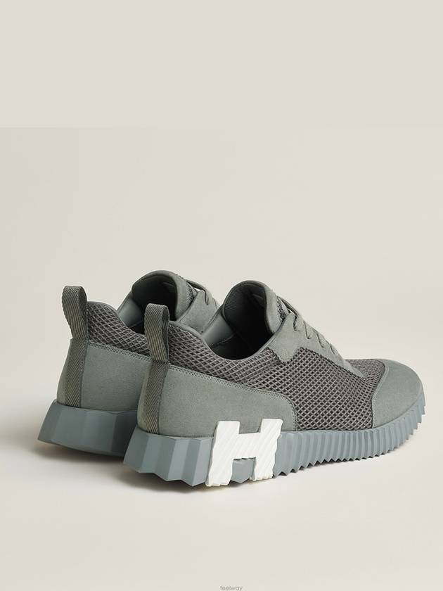 Bouncing Graphic Mesh Suede Low Top Sneakers Gris Brume - HERMES - BALAAN 4