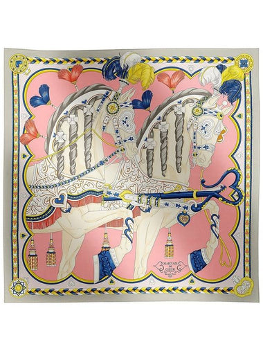 Harnais De Coeur Silk 90 Scarf Pearl Pink - HERMES - BALAAN 1