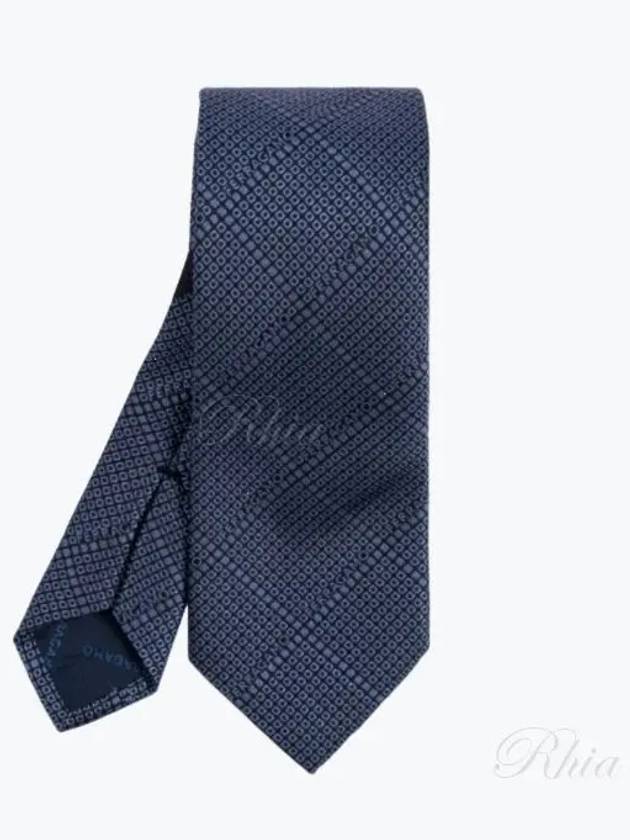 Jacquard Gancini Tie Dark Blue - SALVATORE FERRAGAMO - BALAAN 2