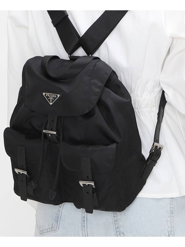 Triangle Logo Re Nylon Small Backpack Black - PRADA - BALAAN 2