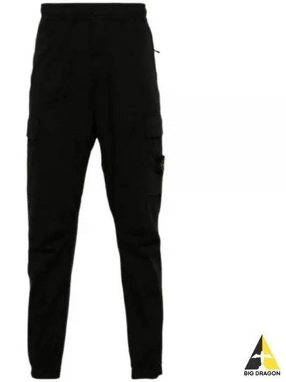 Stretch Cotton Wool Satin Straight Pants Black - STONE ISLAND - BALAAN 2