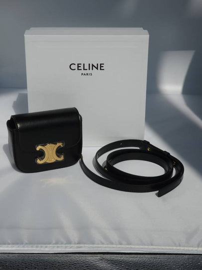 Triomphe Small Shiny Calfskin Cross Bag Black - CELINE - BALAAN 2