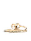 V Logo Metal Swarovski Crystal Ring Gold - VALENTINO - BALAAN 3