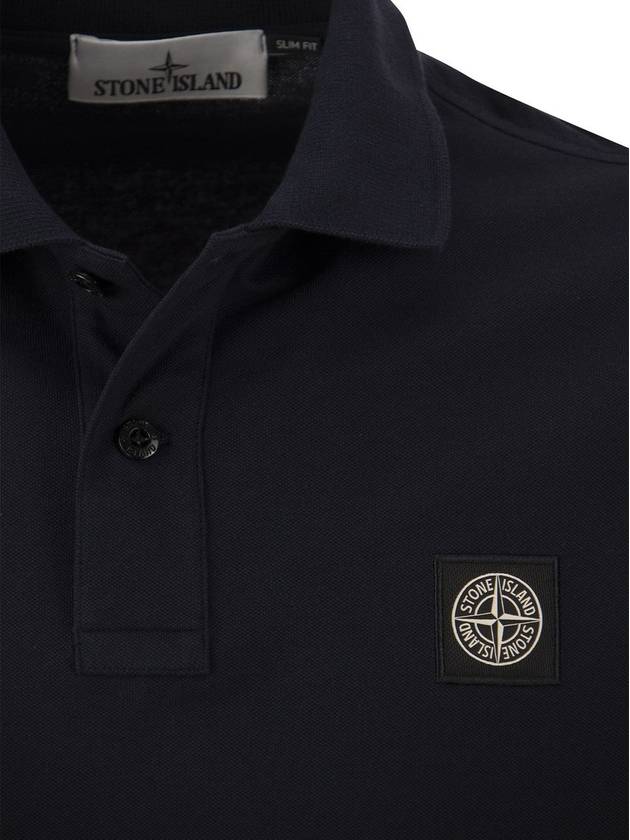 Pique Stretch Cotton Short Sleeve Polo Shirt Navy - STONE ISLAND - BALAAN 5