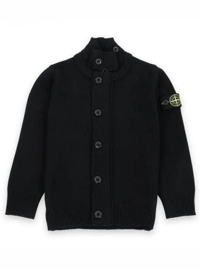 Kids Wappen Patch Full Zip Up Knit Cardigan Black - STONE ISLAND - BALAAN 2