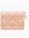 Lady Cannage Small Lambskin Half Wallet Rose Des Vents - DIOR - BALAAN 3